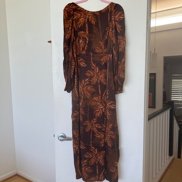 NWT Farm Rio Long-Sleeve Low-Back Printed Midi Dress SIZE M - Picture 4 of 7